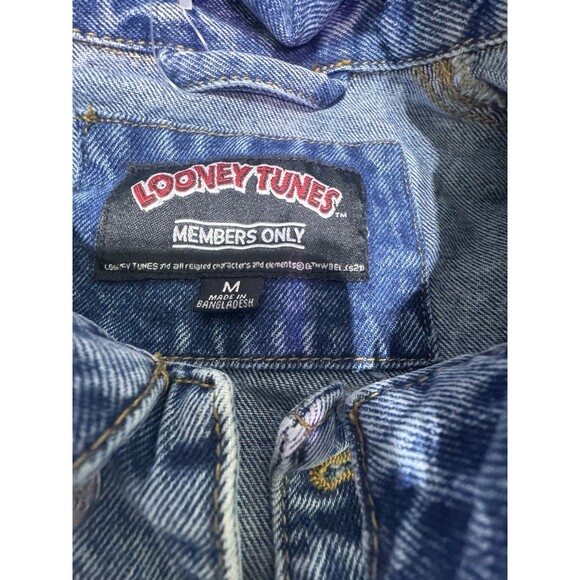 Members Only X Space Jam Looney Tunes Denim Jean Jacket Sz M Graphic Print - Picture 3 of 13